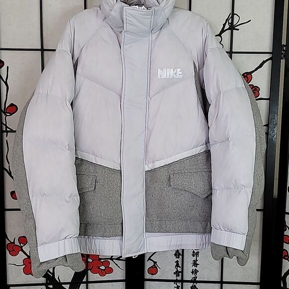Nike x Sacai Bomber Goose Down Nikelab Parka Men Size Small Hooded Coat - Picture 2 of 10